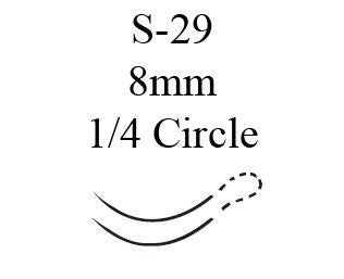 Absorbable Suture with Needle Coated Vicryl Polyglactin 910 S-29 1/4 Circle Conventional Spatula Needle Size 6-0 Braided (Box of 12)