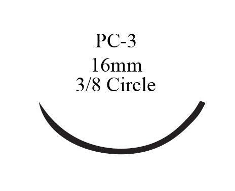 Absorbable Suture with Needle Coated Vicryl Polyglactin 910 PC-3 3/8 Circle Precision Conventional Cutting Needle Size 4-0 Braided (Box of 12)