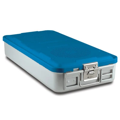 SklarLite Sterilization Container - Full-Size, Safe Lid, Non-Perforated Bottom, 23" x 11" x 4", Blue - 10-4030