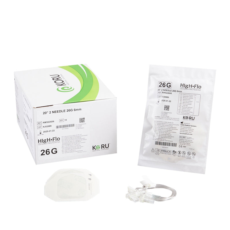 Sub-Q Infusion Set HIgH-Flo2 2 X 26 Gauge 6 mm 20 Inch Tubing Without Port 