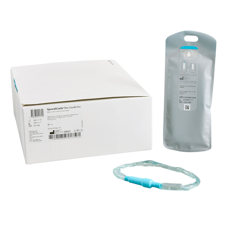 Urethral Catheter SpeediCath Flex Coudé Pro Coude Tip Hydrophilic Coated Polyurethane 12 Fr. 16 Inch Length (Box of 30)