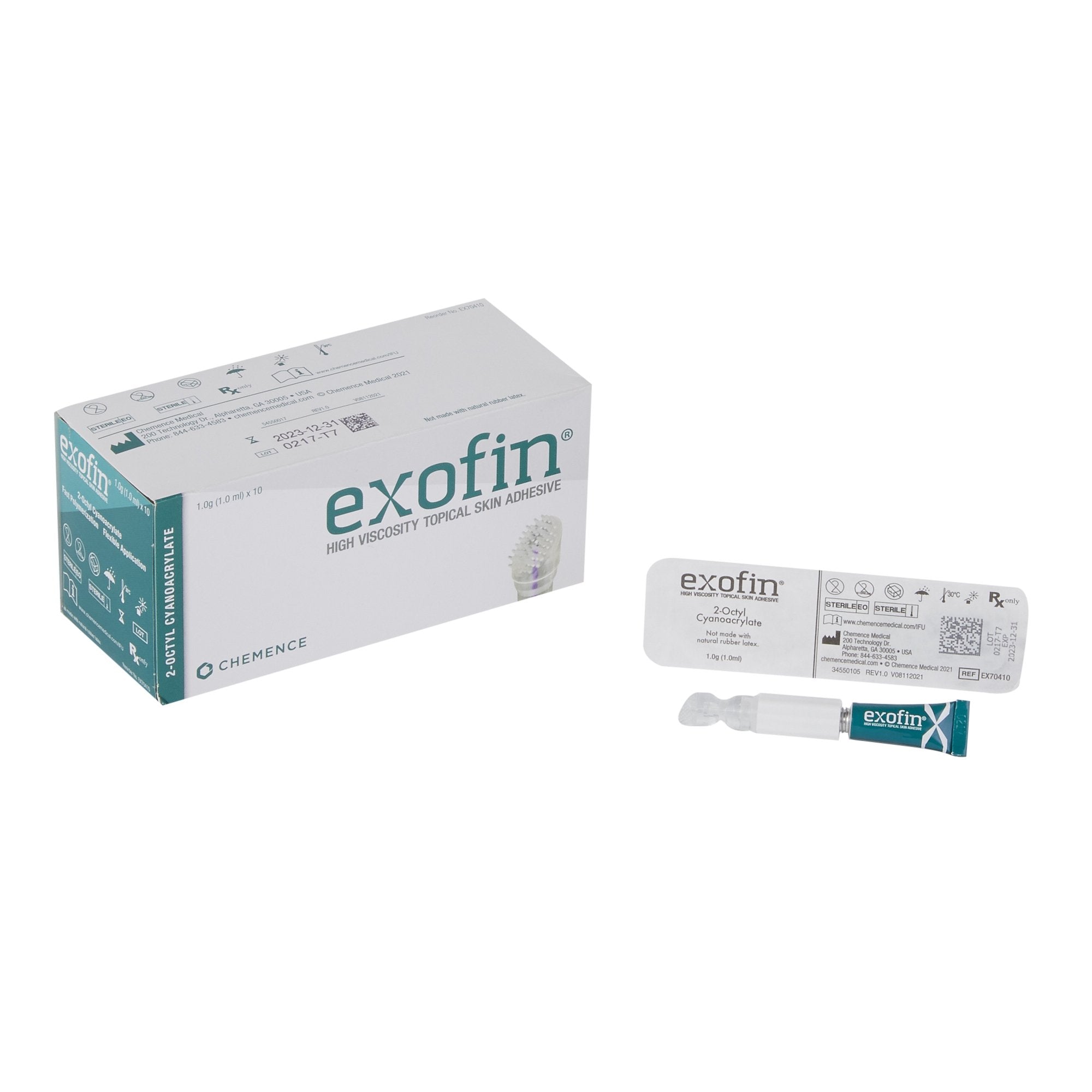 Skin Adhesive Exofin 1 mL High Viscosity Precision Applicator Tip 2-Octyl Cyanoacrylate 