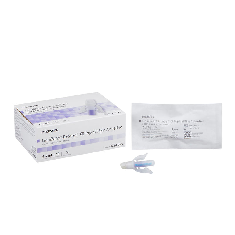 Skin Adhesive McKesson LiquiBand Exceed XS 0.4 mL Liquid Precision and Dome Applicator Tip 2-Octyl Cyanoacrylate (Case of 60)