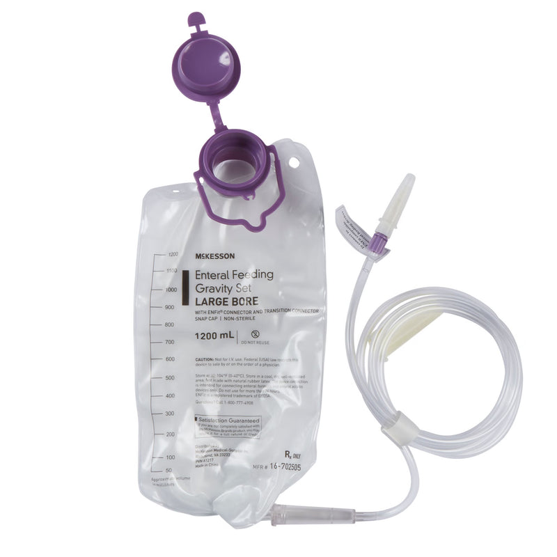Gravity Feeding Bag Set with ENFit Connector McKesson 1200 mL PVC / ABS / PP (Case of 30)