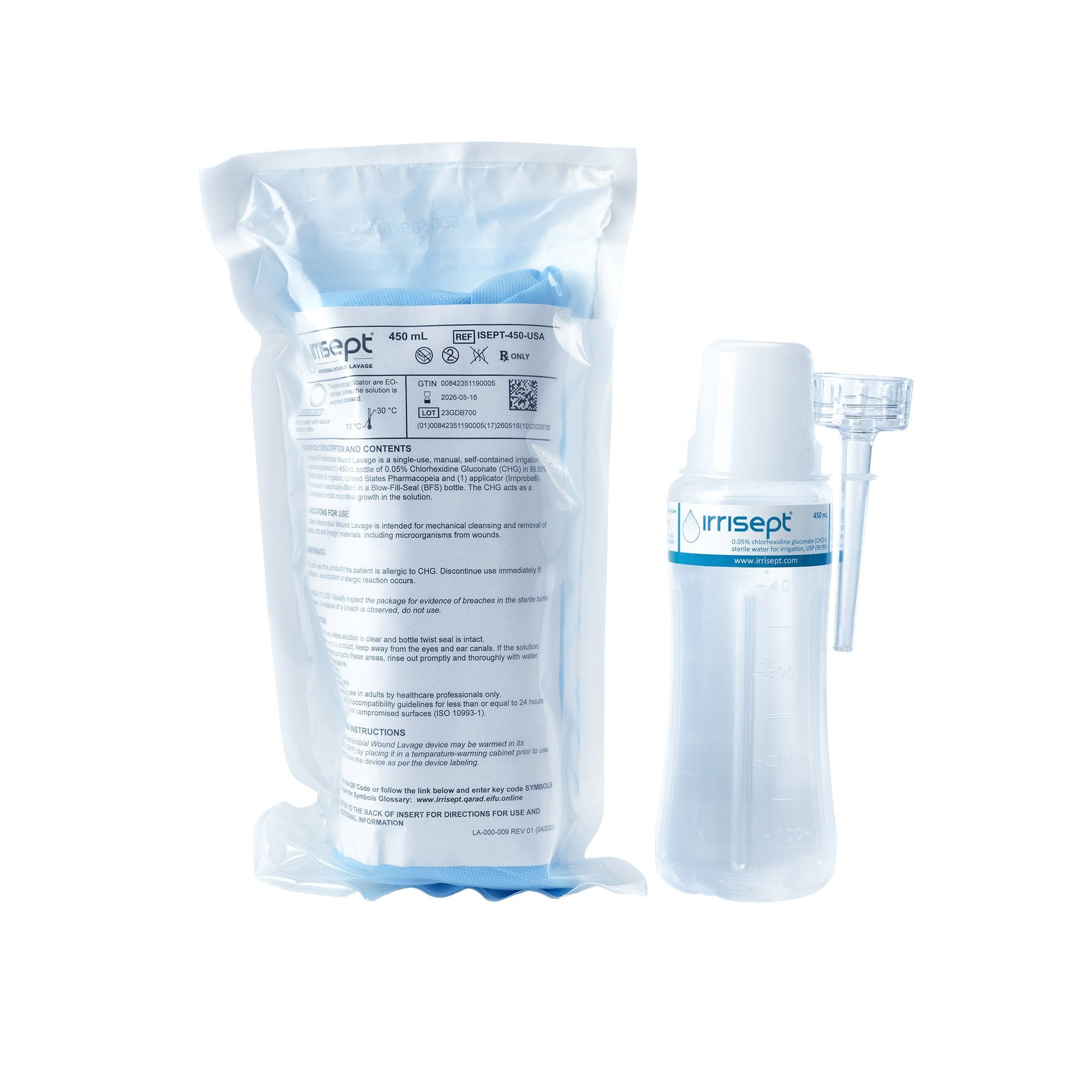 Antimicrobial Wound Lavage Irrisept 450 mL Bottle Sterile 