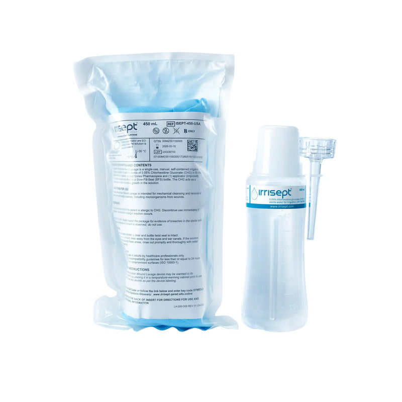 Antimicrobial Wound Lavage Irrisept 450 mL Bottle Sterile 
