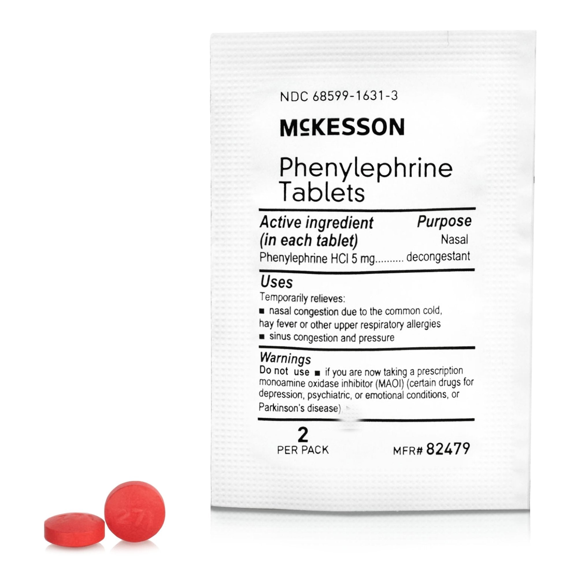 Sinus Relief McKesson Brand 5 mg Strength Tablet 2 per Pack 