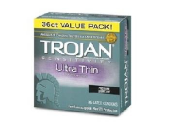 Condom Trojan Lubricated One Size Fits Most 36 per Box 
