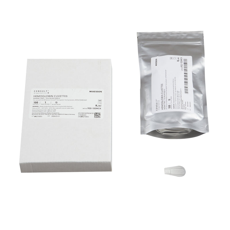 Hematology Reagent Microcuvette McKesson Consult Hb Hemoglobin (Hb) CLIA Waived For McKesson Consult Hb Hemoglobin Testing System, MFR 900MCKSP 100 Microcuvettes per Vial 