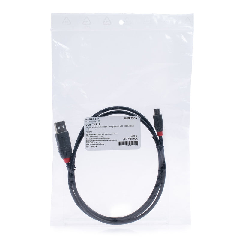 McKesson Consult Hb USB Cable USB 2.0 hub, Supply Current: Max. 100 mA from USB host/Max 350 mA from USB power supply For use with the McKesson Consult Hb Hemoglobin Testing System, MFR