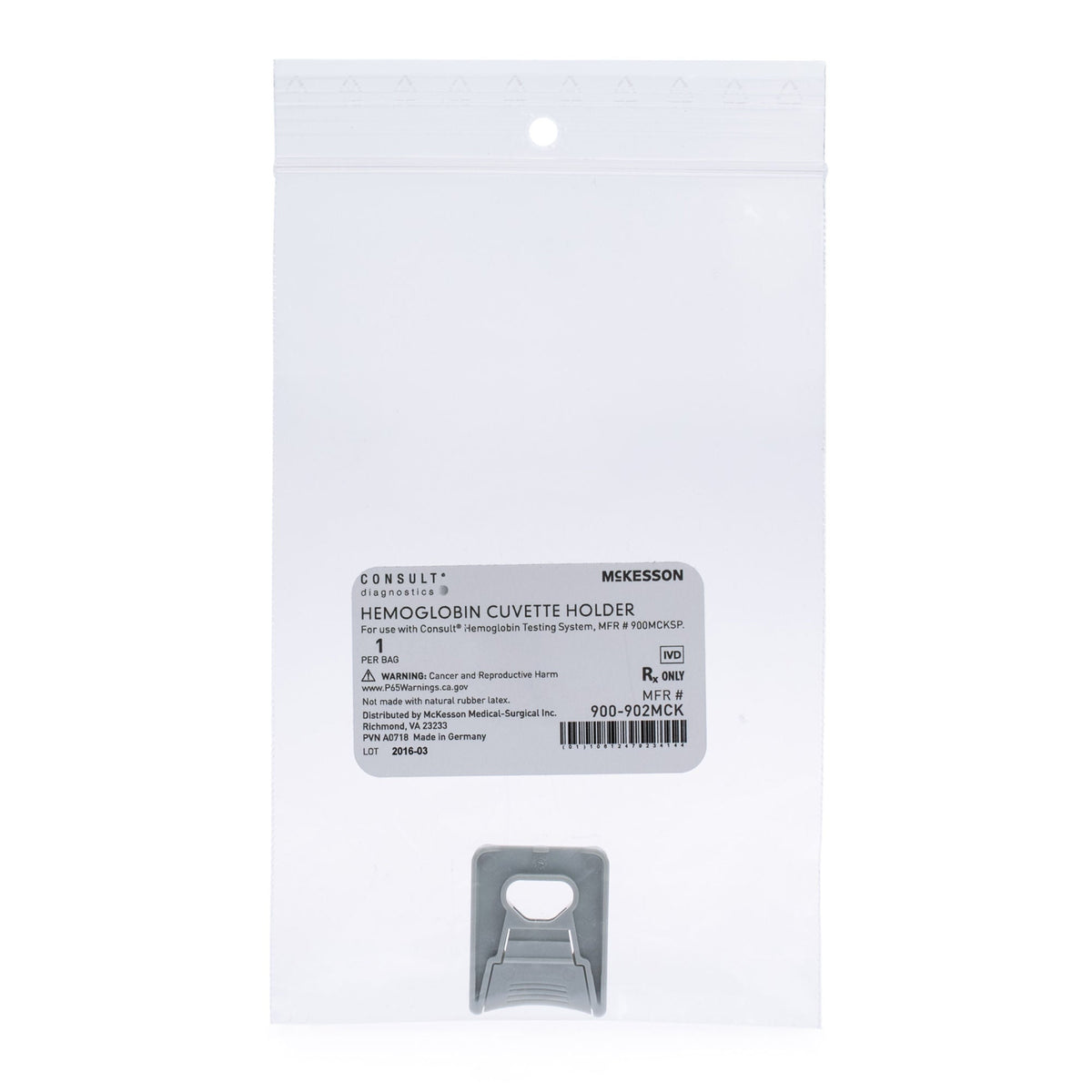 McKesson Consult Hb Microcuvette Holder For use with the McKesson Consult Hb Hemoglobin Testing System, MFR