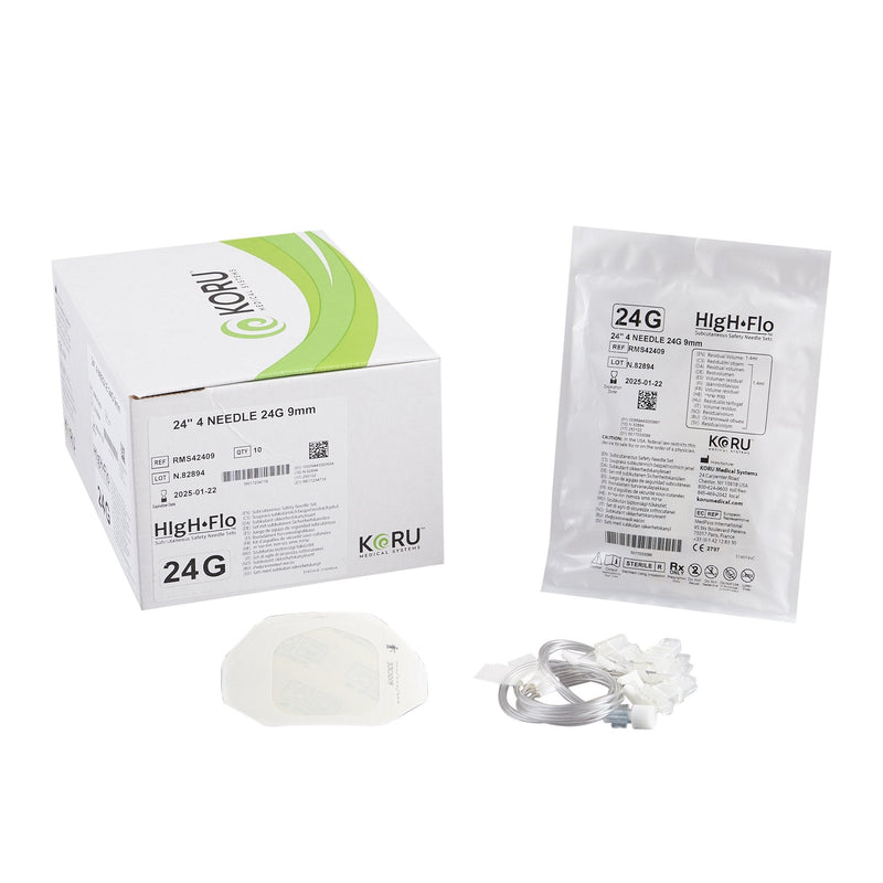 Sub-Q Infusion Set HIgH-Flo4 24 Gauge X 4 9 mm 24 Inch Tubing Without Port 