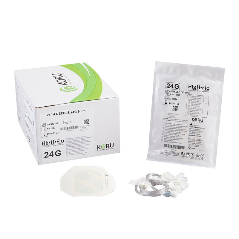 Sub-Q Infusion Set HIgH-Flo4 24 Gauge X 4 9 mm 24 Inch Tubing Without Port 
