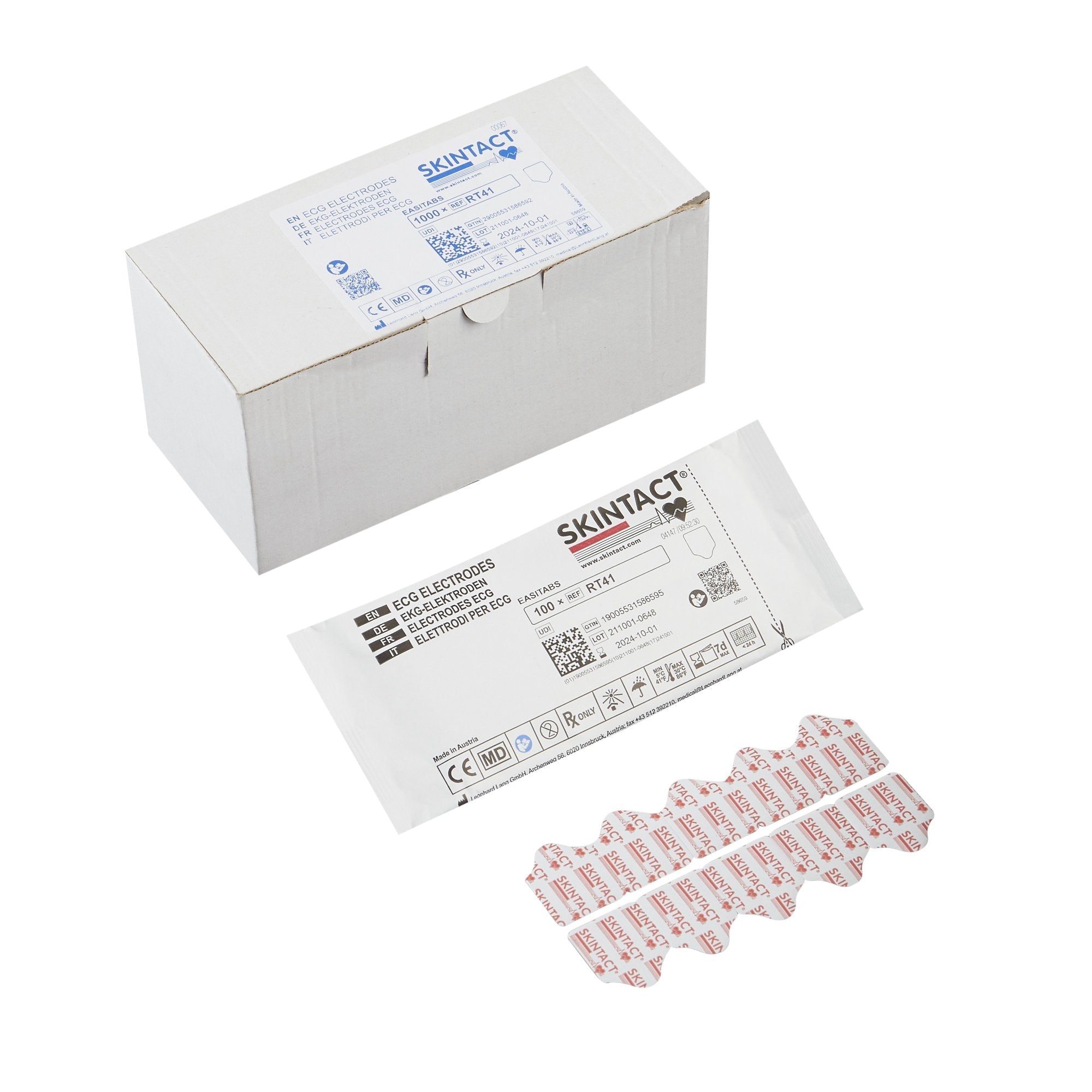 ECG Resting Electrode SKIN TACT Tab Connector Solid Gel Adult 100 per Pack 