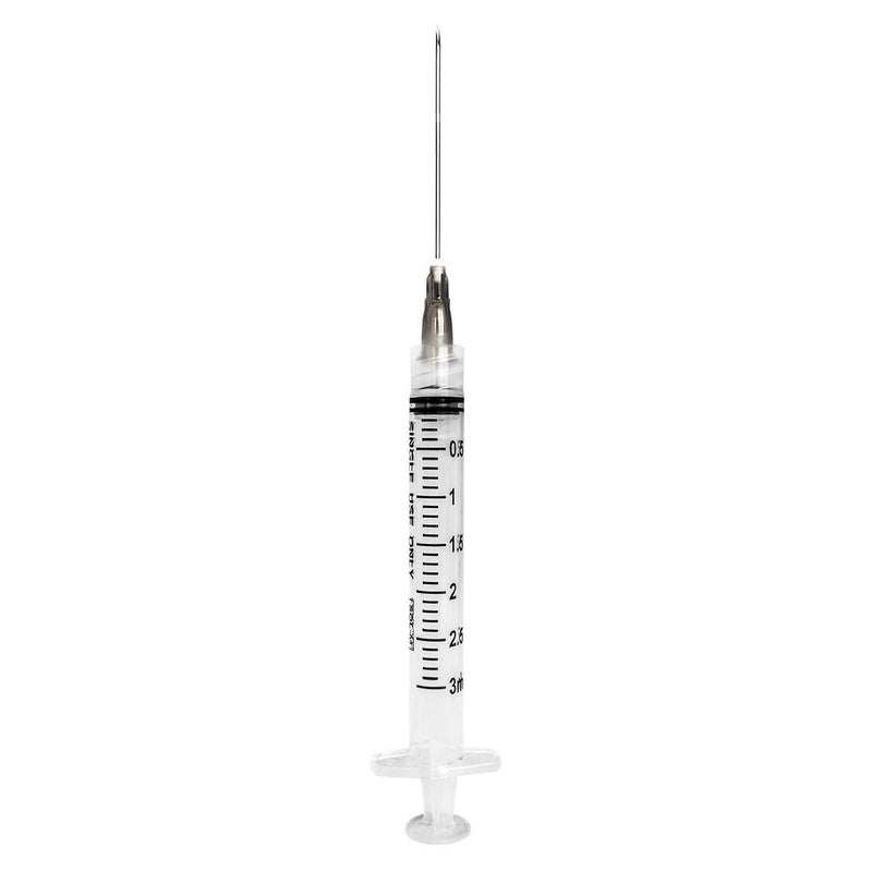 Standard Hypodermic Syringe with Needle Sol-M 3 mL 1-1/2 Inch 22 Gauge NonSafety Regular Wall