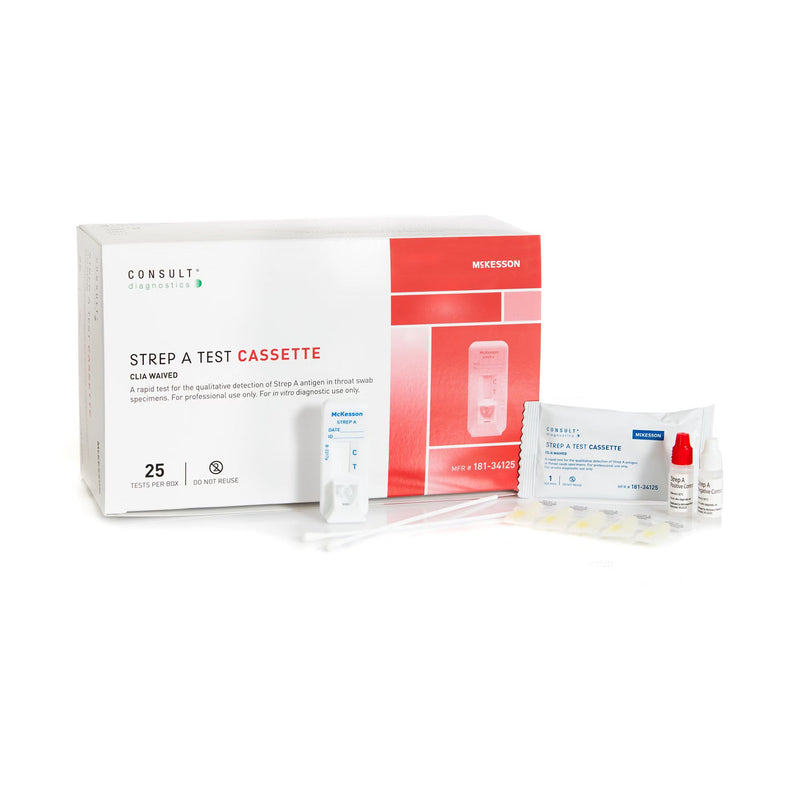 Respiratory Test Kit McKesson Consult Strep A Test 25 Tests CLIA Waived 