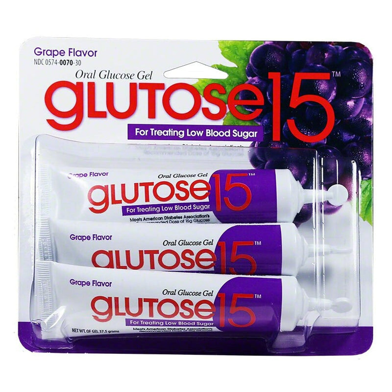 Glucose Supplement Glutose 15 3 per Pack Gel Grape Flavor 