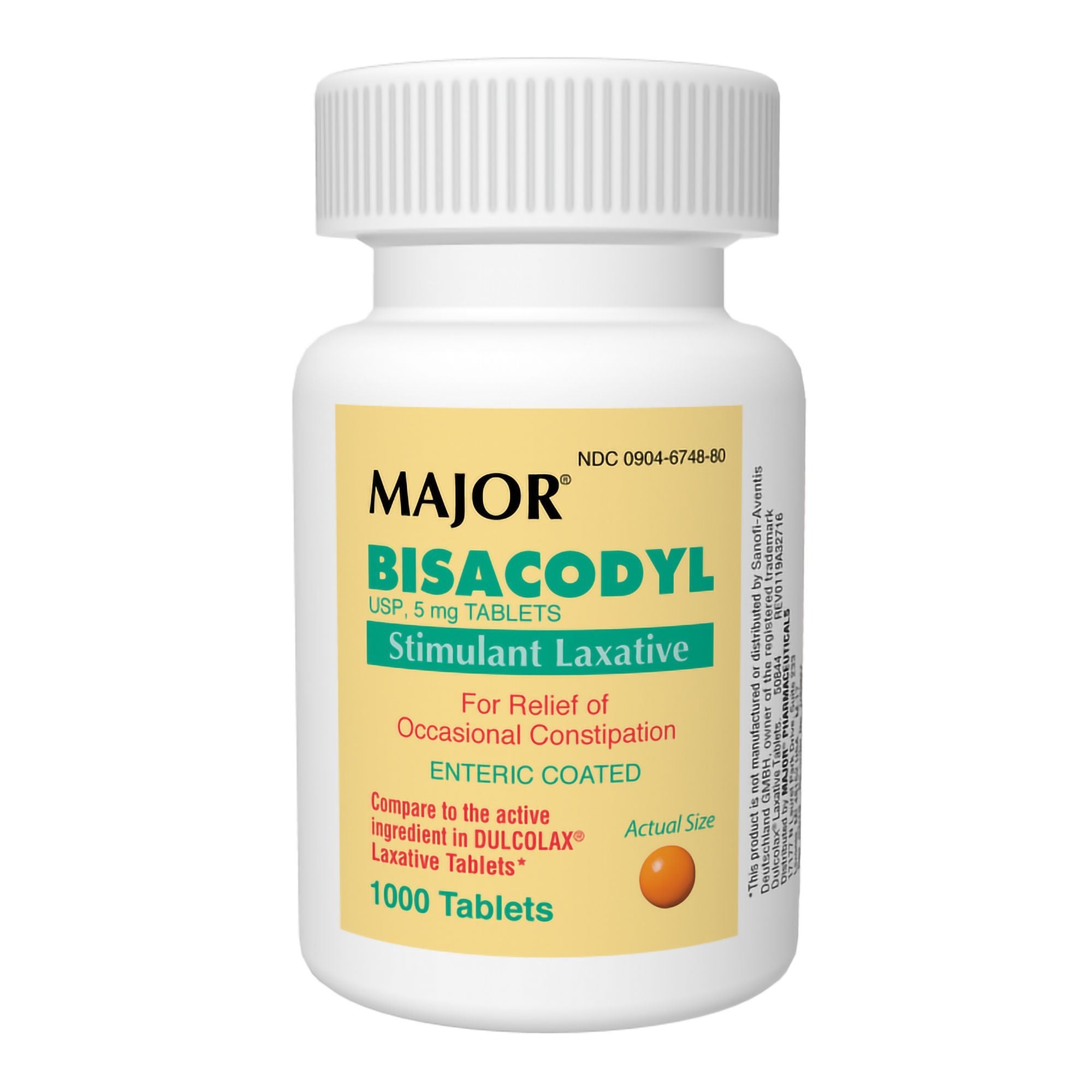 Laxative Major Tablet 1,000 per Case 5 mg Strength Bisacodyl USP 