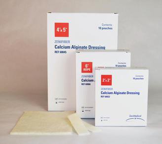 Alginate Dressing ZeniFIBER Calcium Alginate 2 X 2 Inch Square 