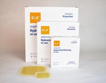 Hydrocolloid Dressing Zeniplast Waterproof Film Backing 4 X 4 Inch Square Hydrocolloid / Film 