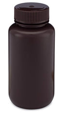 BOTTLE AMBER WIDE MOUTH RNDPE 250ML 12/BG