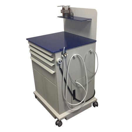 BR Surgical OTOCART ENT Treatment Cabinet, 4 drawers, built-in pressure/suction pump, with backsplash, 30"w x 49¾"h x 24¼"d