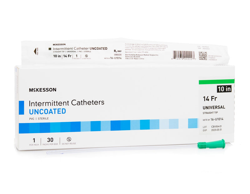 Urethral Catheter McKesson Straight Tip Uncoated PVC 14 Fr. 10 Inch Length 