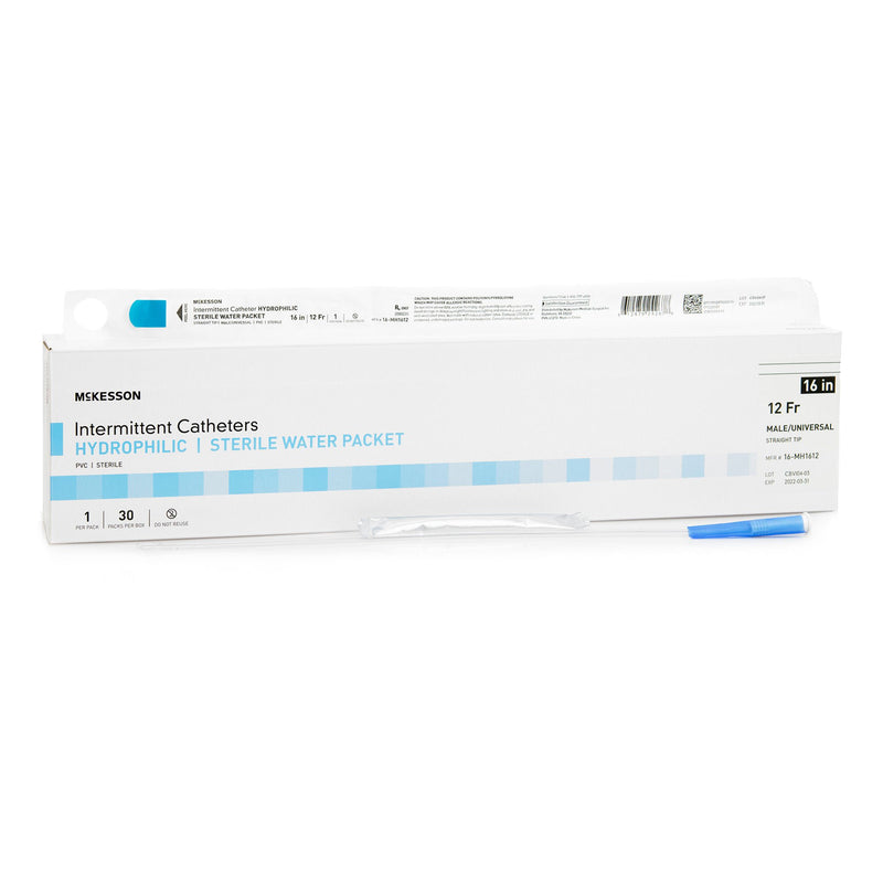 Urethral Catheter McKesson Straight Tip Hydrophilic Coated PVC 12 Fr. 16 Inch Length (Each)