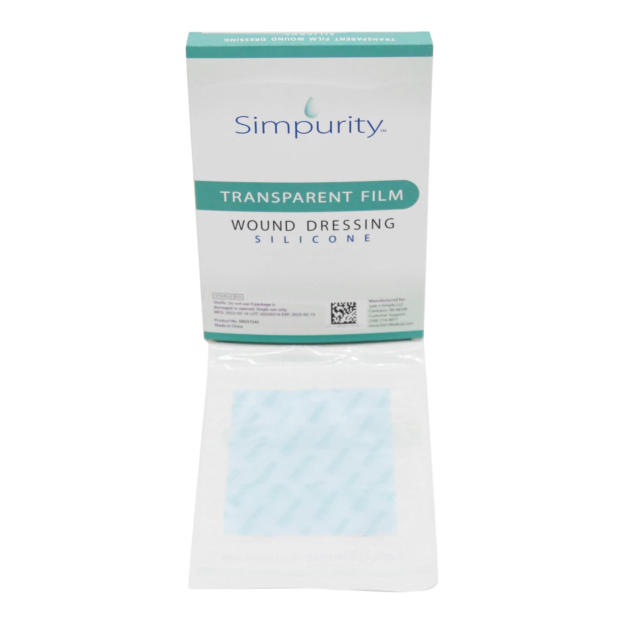 Transparent Film Dressing Simpurity 4 X 5 Inch Without Delivery Method Rectangle Sterile 