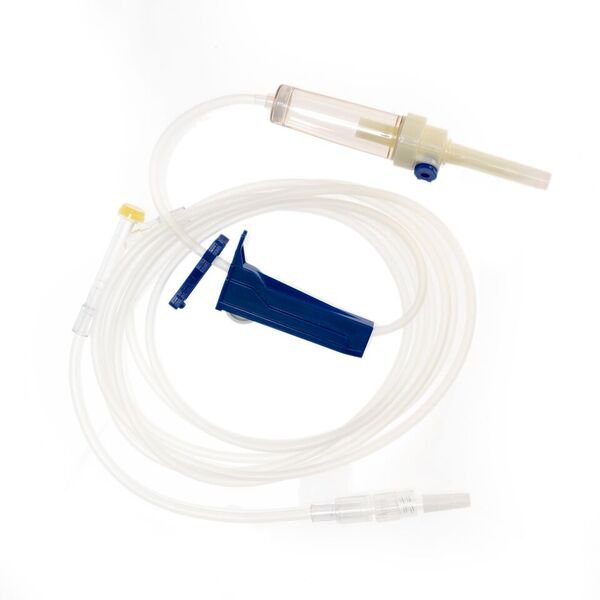 IV Pump Set TrueCare Pump 1 Port 10 Drops / mL Drip Rate Without Filter 100 Inch Tubing Solution 