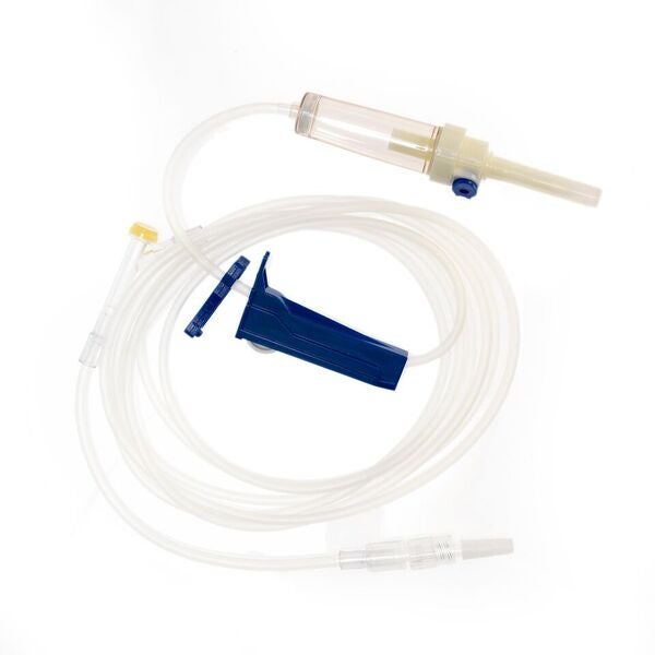 IV Pump Set TrueCare Pump 1 Port 10 Drops / mL Drip Rate Without Filter 100 Inch Tubing Solution 