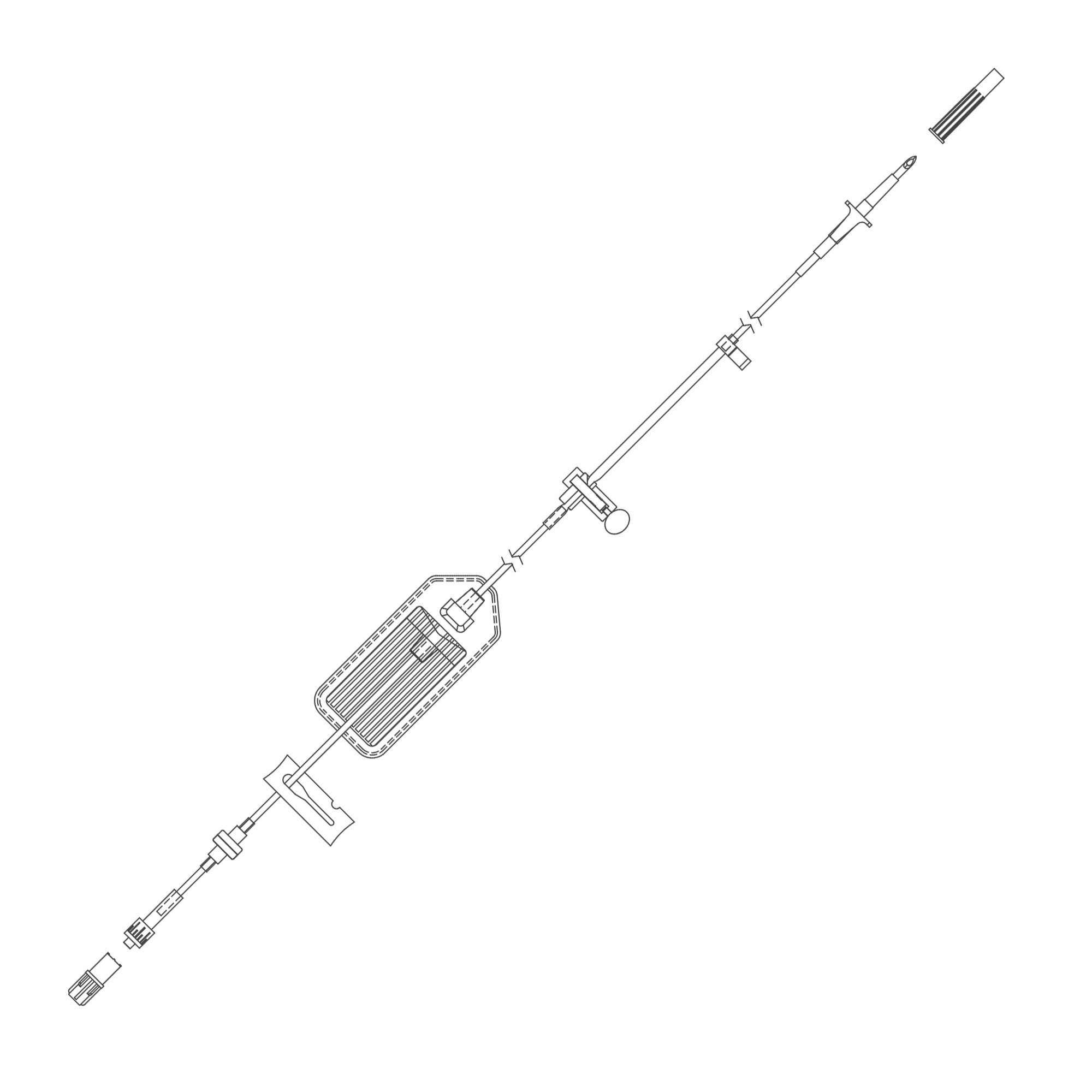 IV Pump Set Curlin Pump Without Ports 1.2 Micron Filter 94 Inch Tubing Solution 