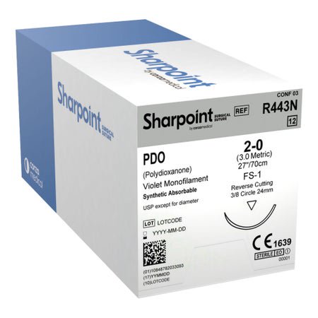SUTURE PDO VIOLET MONO REVERSE2/0 27IN FS-1 3/8 CIRCLE 12/BX
