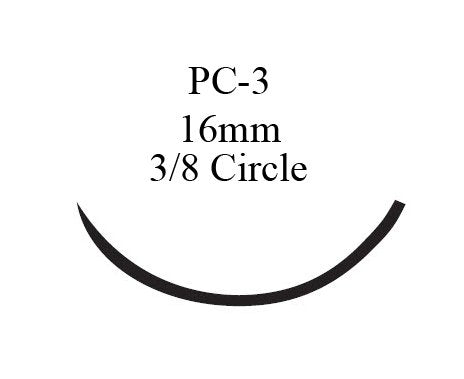 Nonabsorbable Suture with Needle Prolene Polypropylene PC-3 3/8 Circle Precision Conventional Cutting Needle Size 5-0 Monofilament 