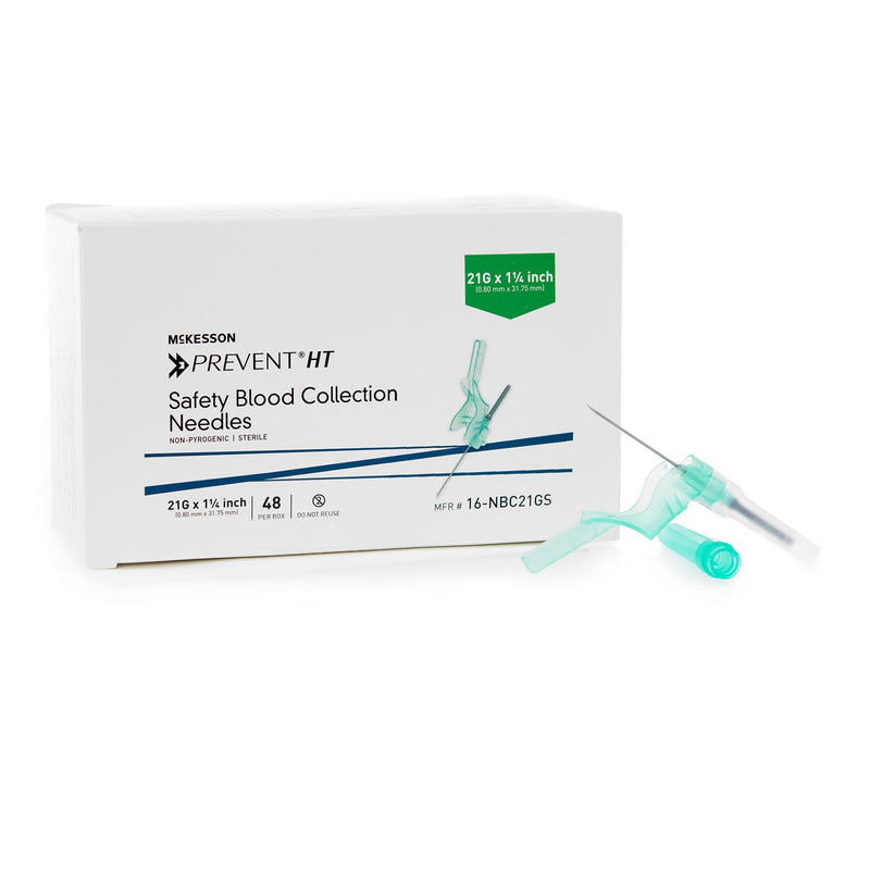 McKesson Prevent HT Blood Collection Needle 21 Gauge 1-1/4 Inch Needle Length Safety Needle Without Tubing Sterile (Case of 2400)