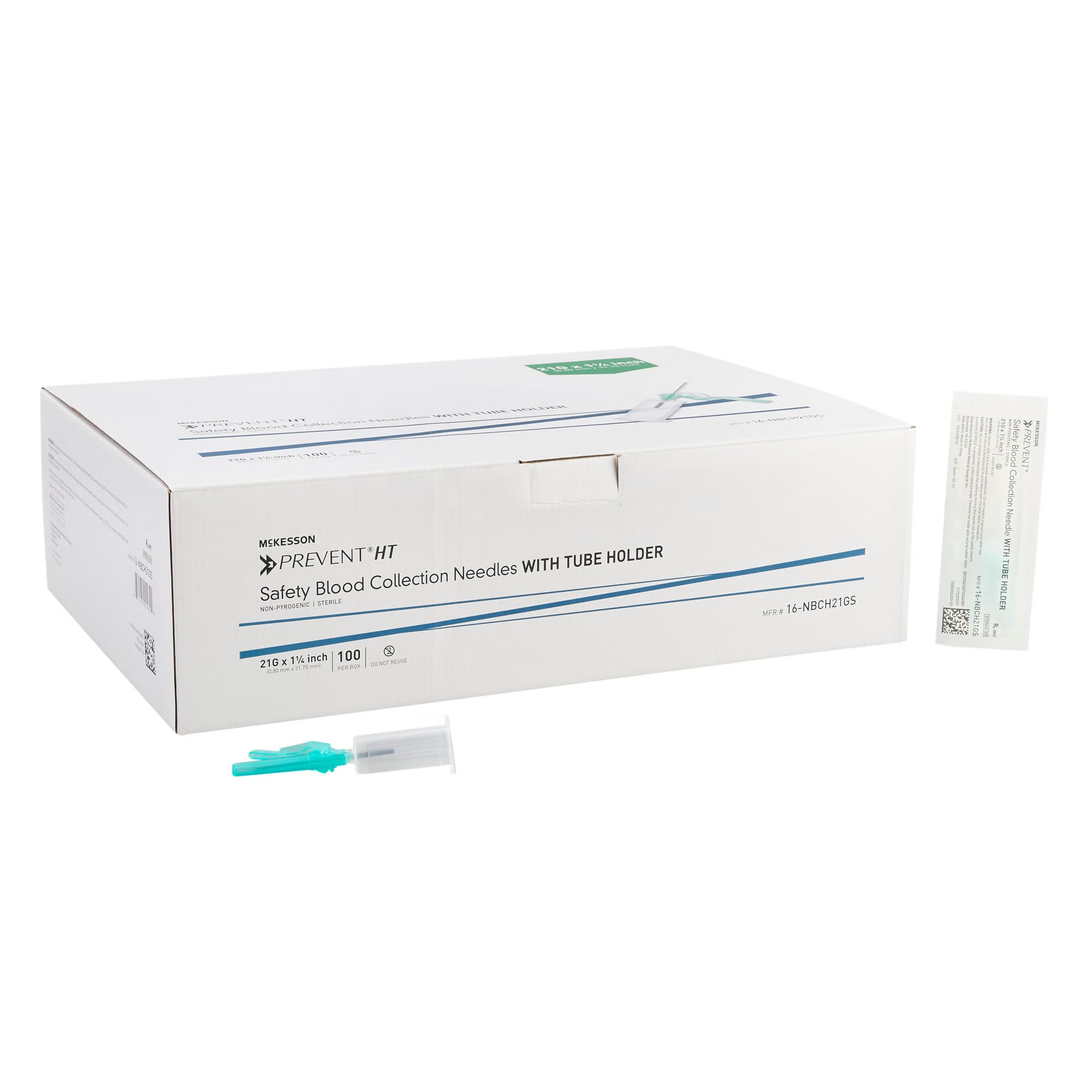 McKesson Prevent HT Blood Collection Needle with Holder 21 Gauge 1-1/4 ...
