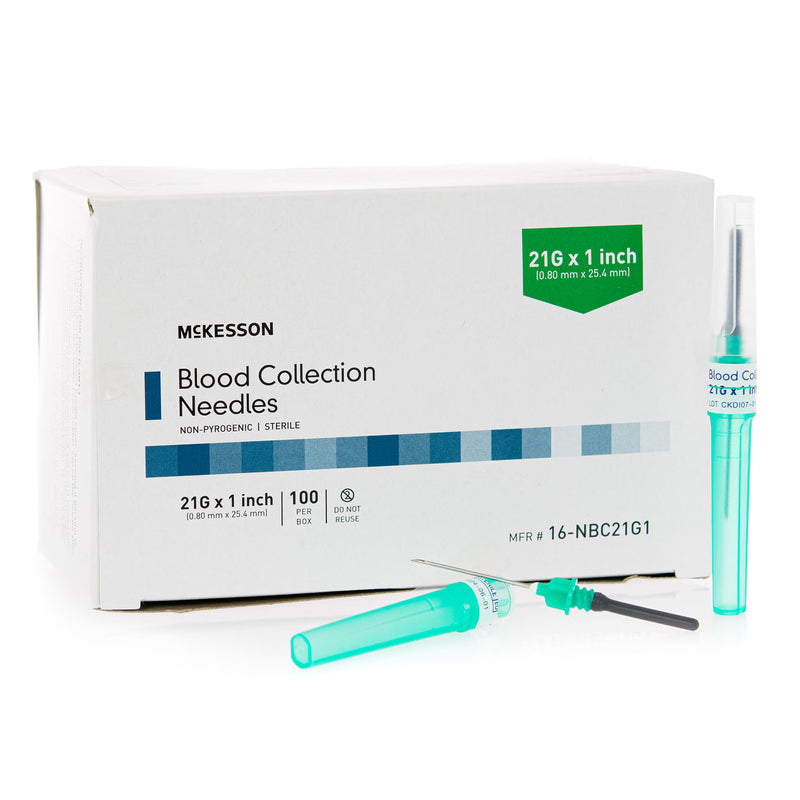 McKesson Blood Collection Needle 21 Gauge 1 Inch Needle Length Conventional Needle Without Tubing Sterile (Case of 1000)