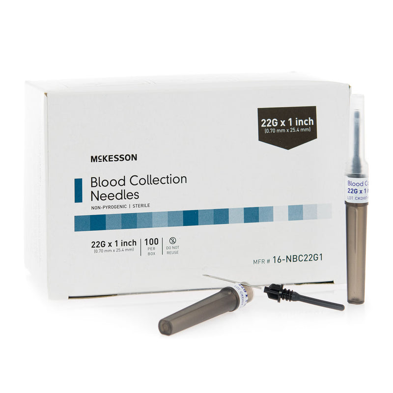 McKesson Blood Collection Needle 22 Gauge 1 Inch Needle Length Conventional Needle Without Tubing Sterile (Case of 1000)