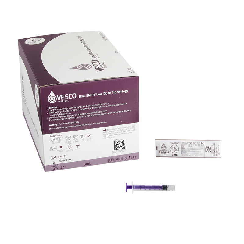 Enteral / Oral Syringe Vesco 3 mL Enfit Tip Without Safety (Case of 800)