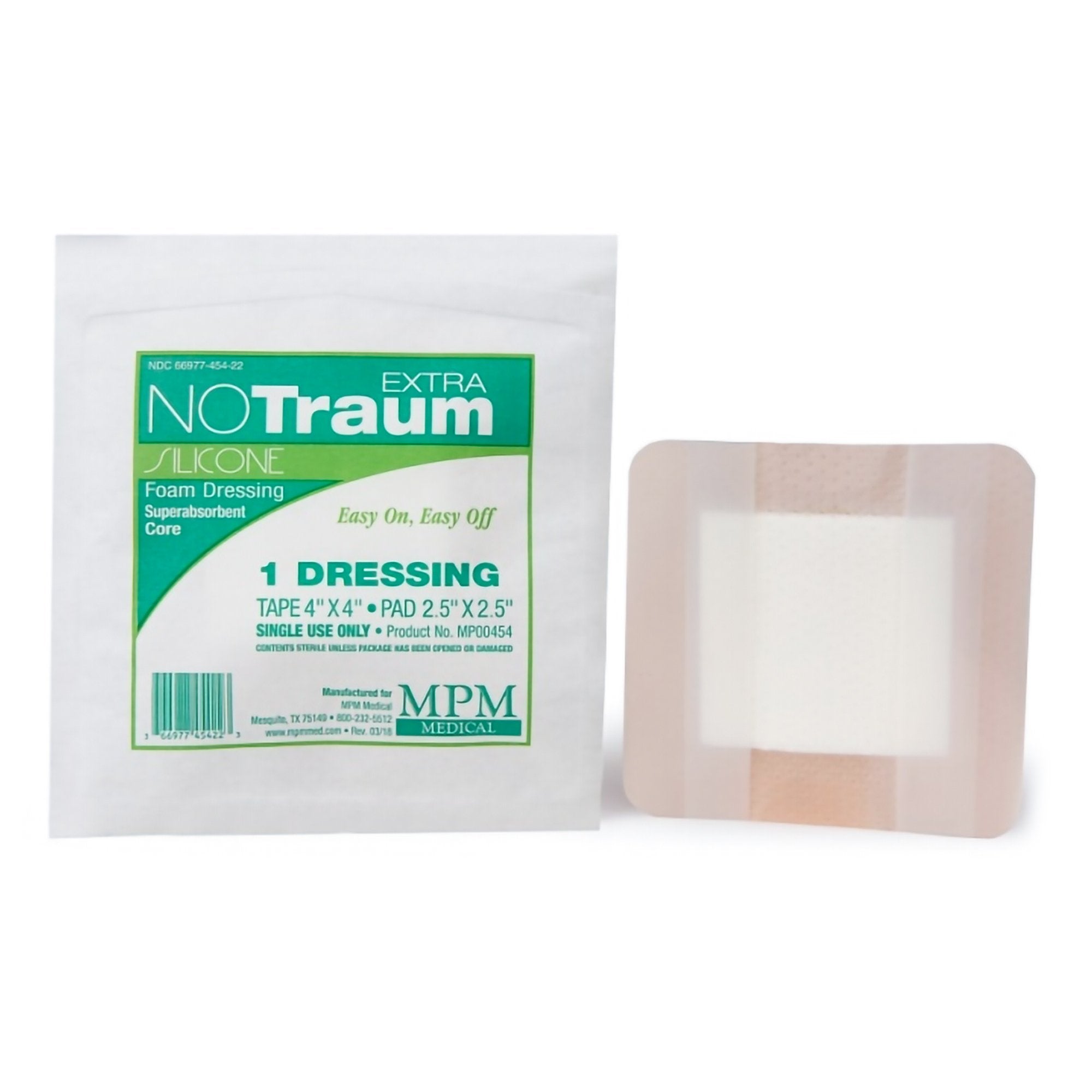 Foam Dressing NOTraum 4 X 4 Inch With Border Waterproof Backing Silicone Adhesive Square Sterile 