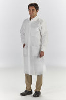 LABMATES COAT 3-POCKET LNONWOVEN WHT 10/BG, 5 BG/CS