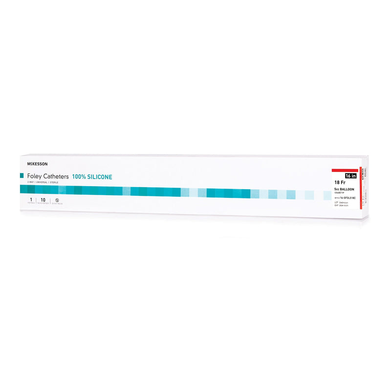 Foley Catheter McKesson 2-Way Coude Tip 5 cc Balloon 18 Fr. Silicone (Case of 200)