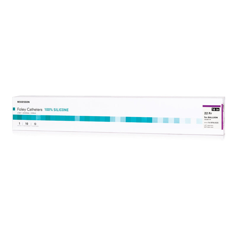 Foley Catheter McKesson 2-Way Coude Tip 5 cc Balloon 22 Fr. Silicone (Case of 200)