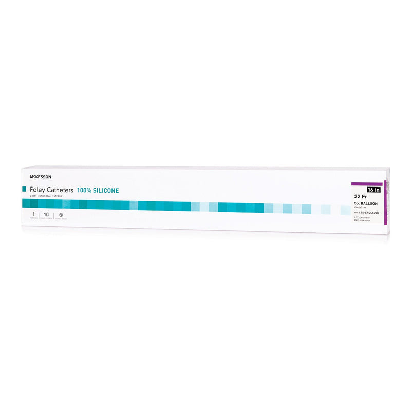 Foley Catheter McKesson 2-Way Coude Tip 5 cc Balloon 22 Fr. Silicone 