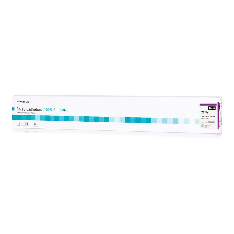 Foley Catheter McKesson 2-Way Standard Tip 30 cc Balloon 22 Fr. Silicone 