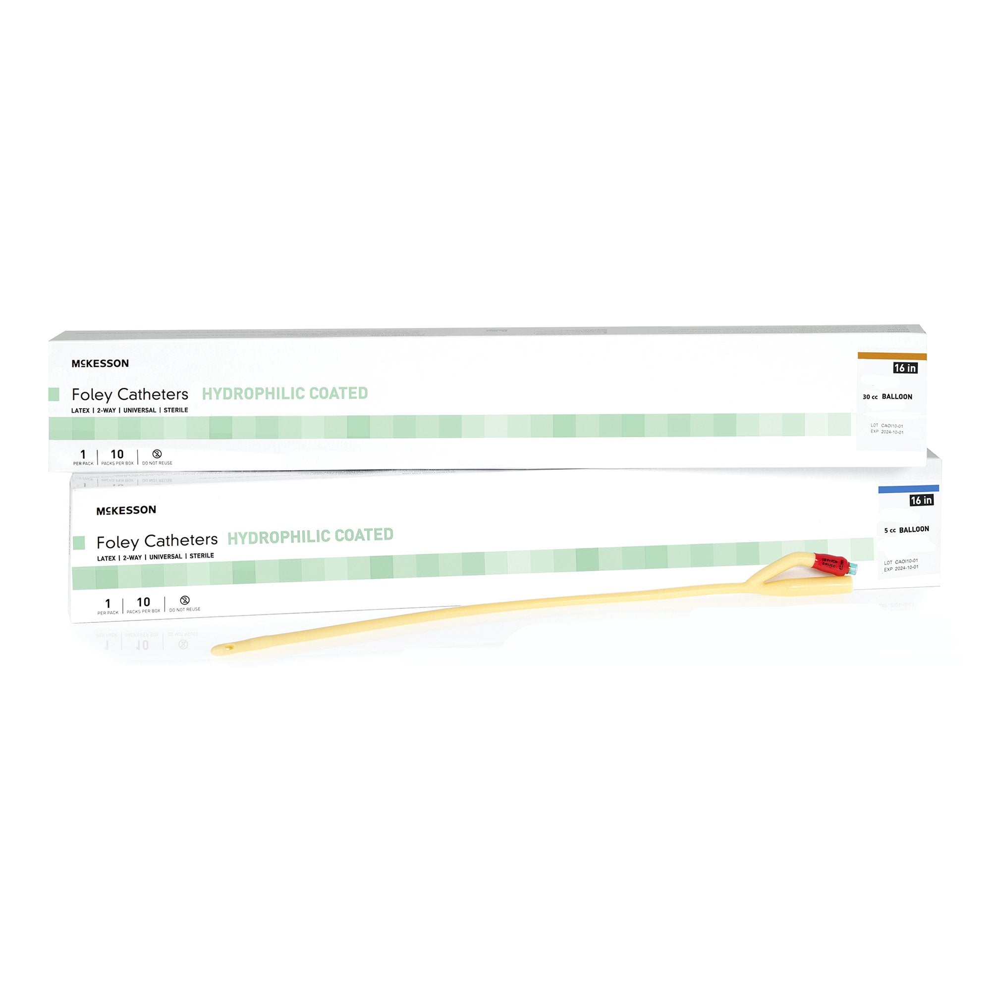 Foley Catheter McKesson 2-Way Coude Tip 30 cc Balloon 18 Fr. Hydrophilic Polymer Coated Latex