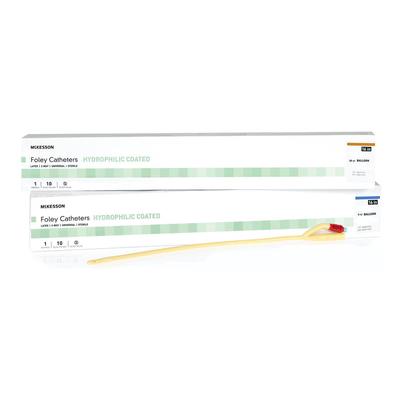 Foley Catheter McKesson 2-Way Coude Tip 5 cc Balloon 12 Fr. Hydrophilic Polymer Coated Latex (Case of 200)