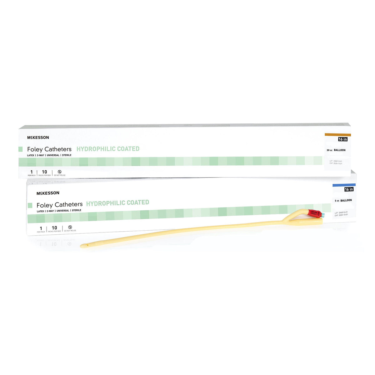 Foley Catheter McKesson 2-Way Standard Tip 30 cc Balloon 24 Fr. Hydrophilic Polymer Coated Latex (Case of 200)