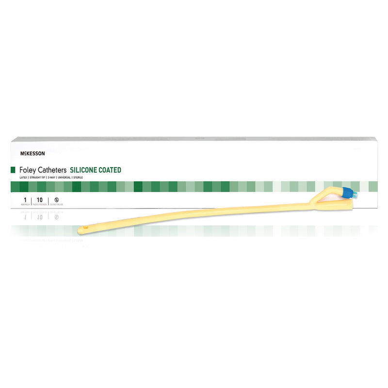 Foley Catheter McKesson 2-Way Standard Tip 30 cc Balloon 24 Fr. Silicone Coated Latex