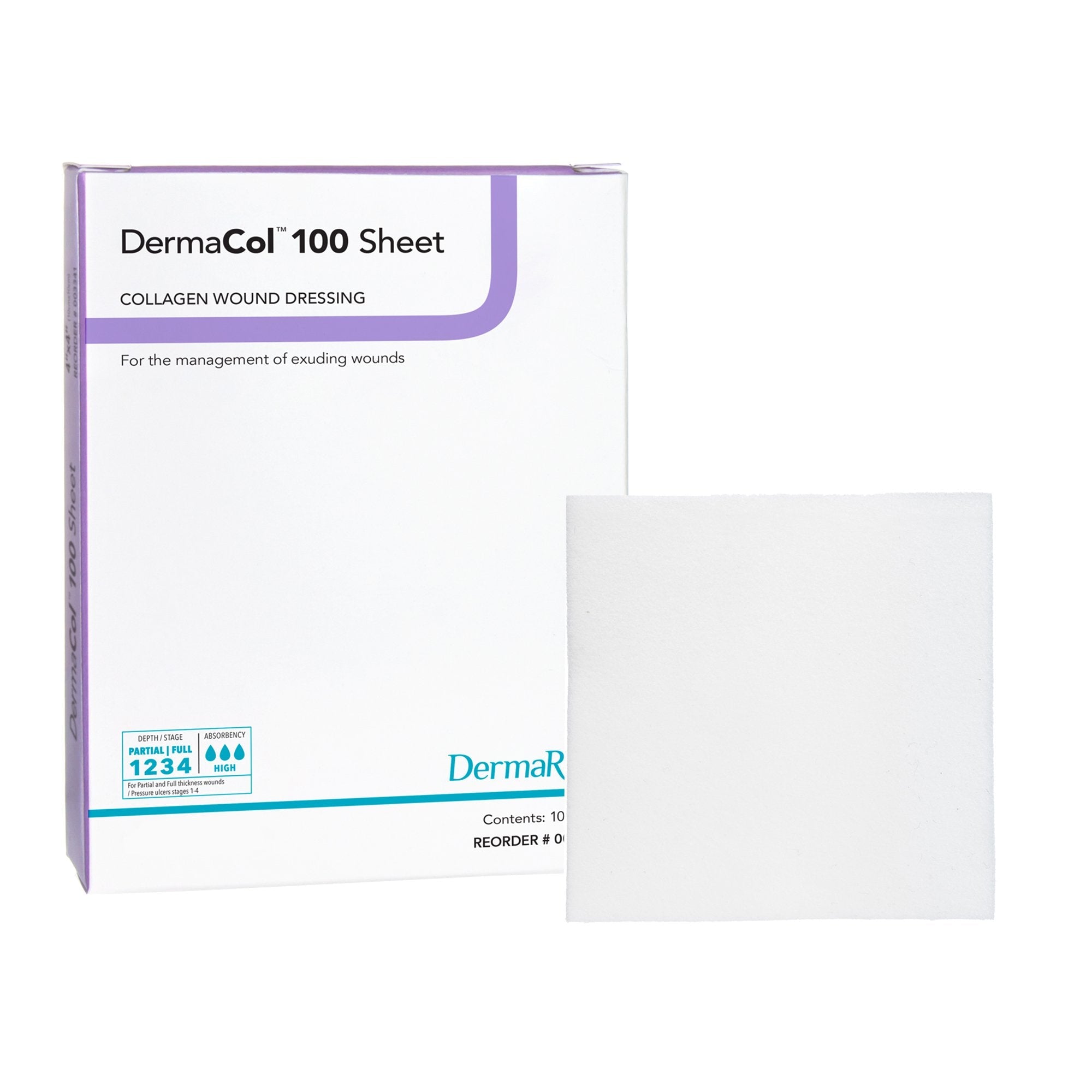 Collagen Dressing DermaCol 100 2 X 2 Inch Square Sterile 